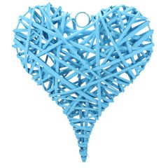 Dekoratif Hasır Kalp, 30 x 25 x 6 cm - Mavi