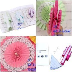 3 Katlı Dantelli Kağıt Çiçek Süs, -  30 cm.