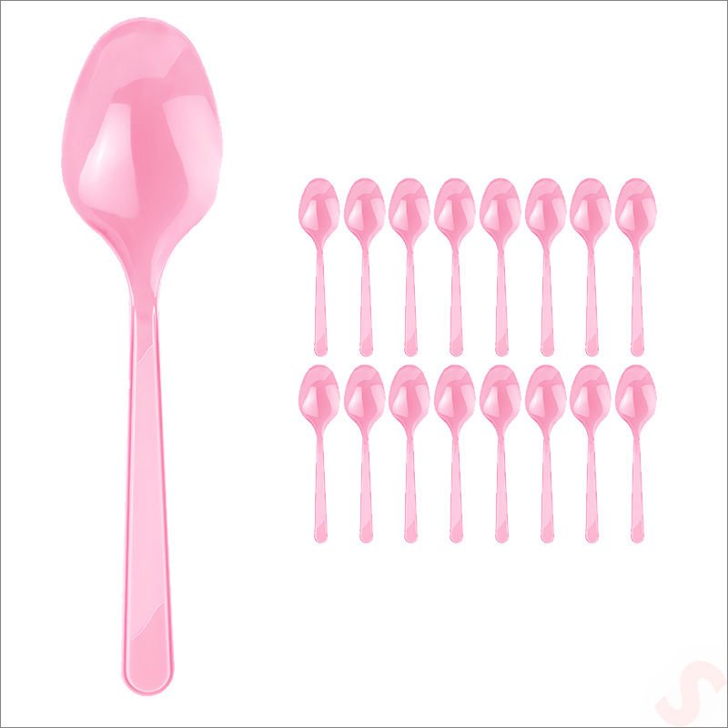 Plastik Kaşık, 24 Adet - Pembe