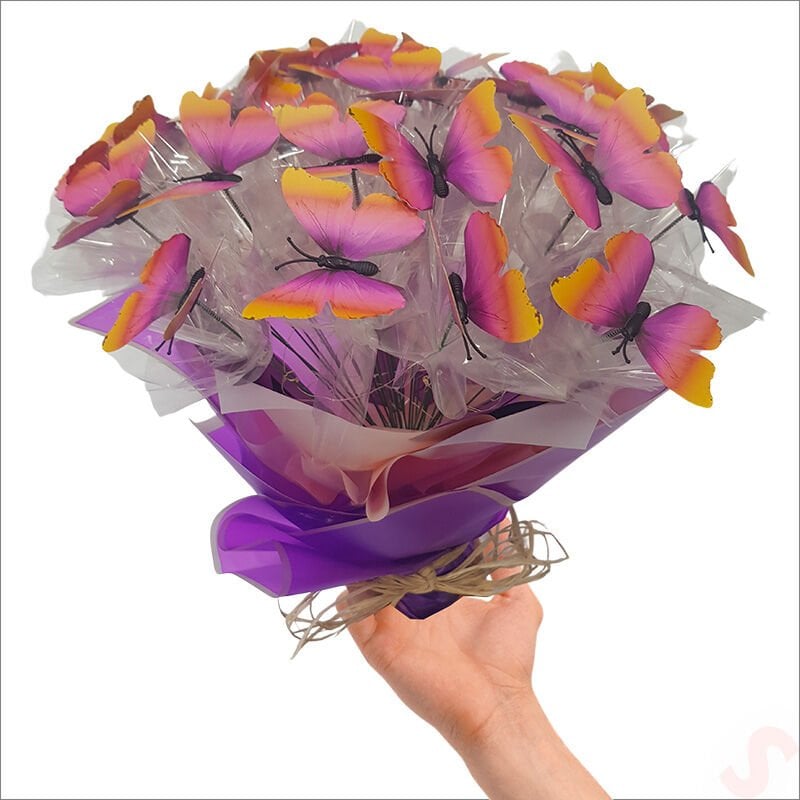 Led Işıklı Kelebek Buketi - 45cm x 30cm