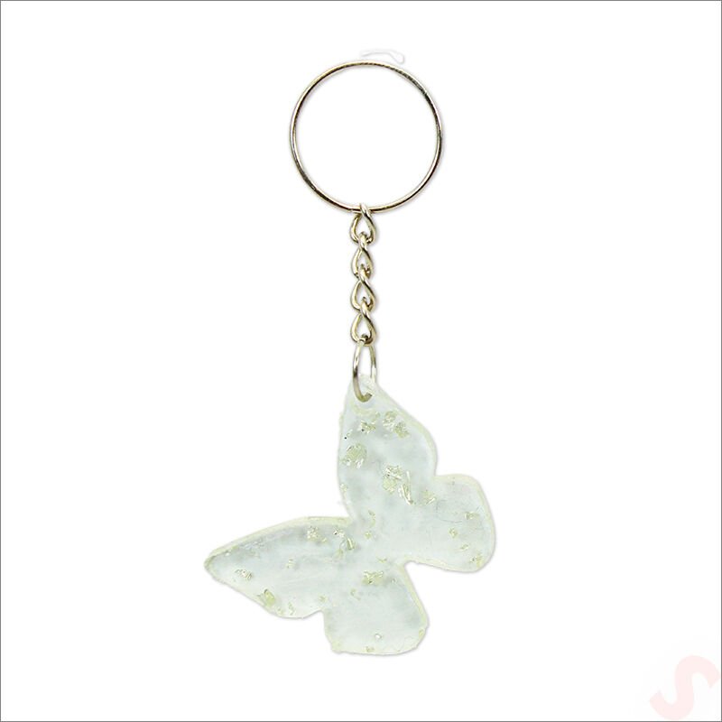 Epoksi Kelebek Anahtarlık, Gümüş - 1 Adet