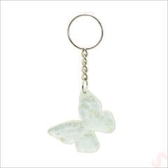 Epoksi Kelebek Anahtarlık, Gümüş - 1 Adet