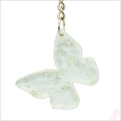 Epoksi Kelebek Anahtarlık, Gümüş - 1 Adet