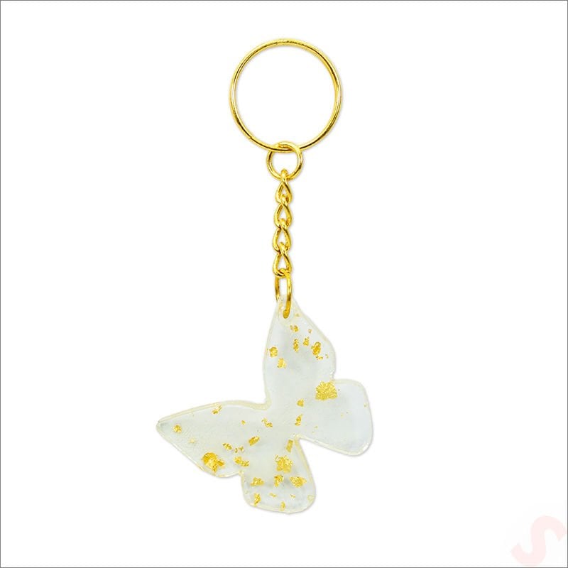 Epoksi Kelebek Anahtarlık, Altın - 1 Adet