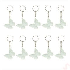 Epoksi Kelebek Anahtarlık, Gümüş - 10 Adet