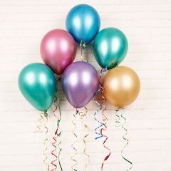 Metalik Parlak Krom Balon, 5 Adet - Çok Renkli