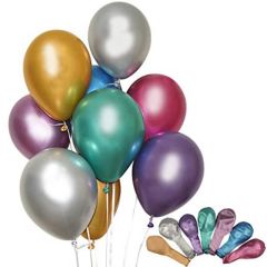 Metalik Parlak Krom Balon, 5 Adet - Çok Renkli