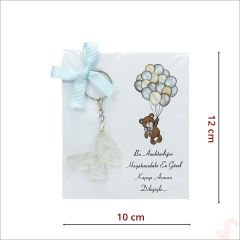 Kartlıklı Epoksi Kelebek Anahtarlık, Gümüş - 1 Adet