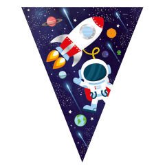 Kozmik Galaksi Uzay Temalı Üçgen Bayrak Flama - 3,20 mt.