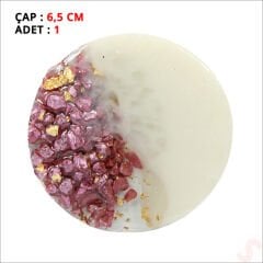 Pembe Taşlı 6,50 cm Epoksi Magnet - 1 Adet