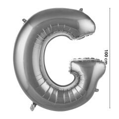 G Harf Folyo Balon, 100 cm - Gümüş