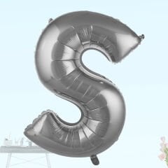 S Harf Folyo Balon, 100 cm - Gümüş