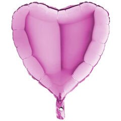 Kalp Folyo Balon, 45 cm - Fuşya