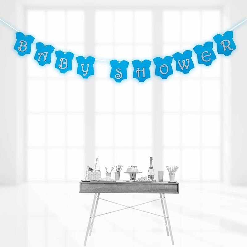 Baby Shower Simli Eva Uzar Yazı, 1,5 mt - Mavi