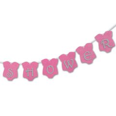 Baby Shower Simli Eva Uzar Yazı, 1,5 mt - Pembe