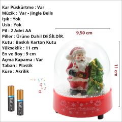 Kar Püskürten, Müzikli ve Pilli Kar Küresi - 11cm x 9,5cm MD