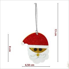 Yılbaşı Ağaç Süsü, 8cm Simli Noel Baba - 6 Adet