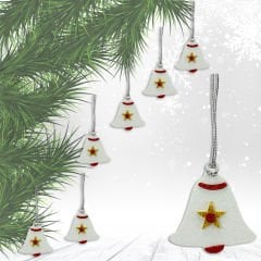 Yılbaşı Ağaç Süsü, 6cm Simli Çan - 6 Adet