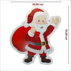 Noel Baba Baskılı Simli Strafor Süs - 35cm x 30cm