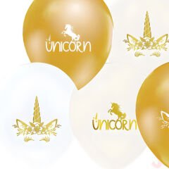 Unicorn Altın Balon - 30cm x 6 Adet