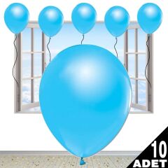 Metalik Parlak Balon, 10 Adet - Mavi