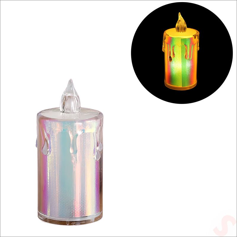 Erimiş MuM Görünümlü,Gökkuşağı Işıklı Pilli Led MuM, 8x3,6cmx1 Adet