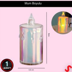 Erimiş MuM Görünümlü,Gökkuşağı Işıklı Pilli Led MuM, 8x3,6cmx1 Adet
