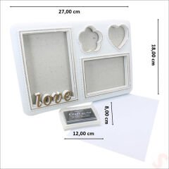 Bebek El ve Ayak İzli Resim Çerçevesi, 27cm x 18cm - Love
