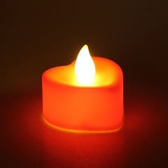 Led Işıklı Pilli Tealight Kalp MuM, 4x2cm Sarı Işık - 1 Adet