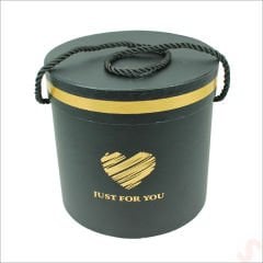 Silindir Kutu Büyük Boy, 18 cm x 17 cm - Siyah