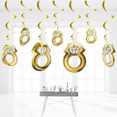 3 Boyutlu Spiralli Yüzük Tavan Süsü, 11 Adet - Altın