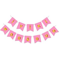 İyiki Doğdun Uzar Yazı, Altın Baskılı - Pembe