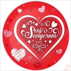 Seni Seviyorum Karton Tabak - 22cm x 8 Adet