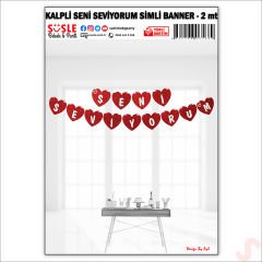 Kalpli Seni Seviyorum Simli Eva Banner, 2 mt