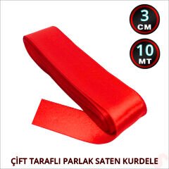 Saten Kurdele, 3cm x 10mt - Kırmızı