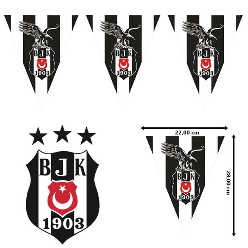 Beşiktaş Üçgen Bayrak Flama - 3,60 mt