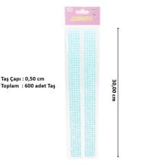 Yapışkanlı Kristal Süsleme Taşları 0,50 cm Çap, 600 Adet Taş, Mavi