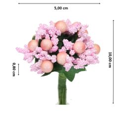 Yapay Çiçek, 12 Adetli Tomurcuk Cipso Demeti -  10 cm, Pembe