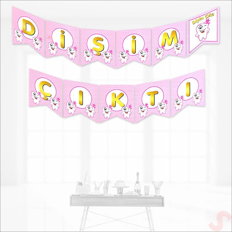 Dişim Çıktı Banner, 175 cm x 17 cm - Pembe