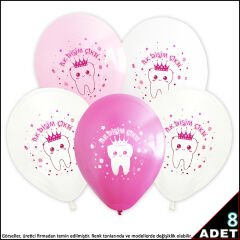 İlk Dişim Çıktı Balon, 30cm x 8 Adet - Pembe