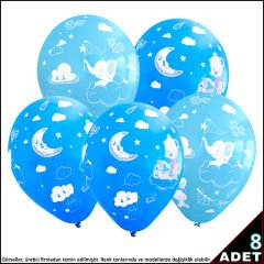 Bebek Temalı Balon, 30cm x 8 Adet - Mavi