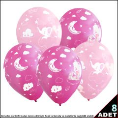 Bebek Temalı Balon, 30cm x 8 Adet - Pembe