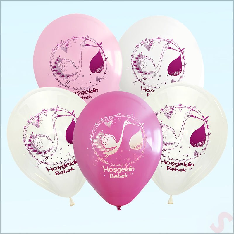 Hoşgeldin Bebek Balon, 30cm x 8 Adet - Pembe