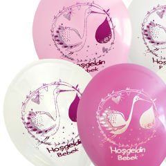 Hoşgeldin Bebek Balon, 30cm x 8 Adet - Pembe