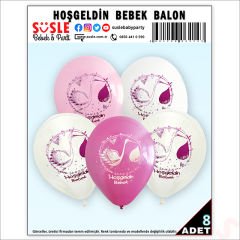 Hoşgeldin Bebek Balon, 30cm x 8 Adet - Pembe