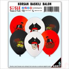 Korsan Partisi Balon, 30cm x 6 Adet