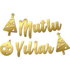 Mutlu Yıllar, Metalik Altın Banner - 2.10 mt