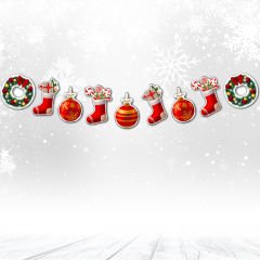 Yılbaşı Çelenk Dekoratif Banner - 1,5 mt