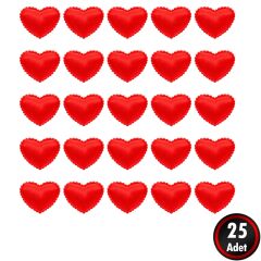 Yapışkanlı Kumaş Kalp Sticker, 3,50 x 3,00 cm - 25 Adet