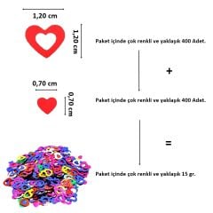 Metalik Masa Üstü Kalp Serpme Konfeti, 15 gr - Çok Renkli